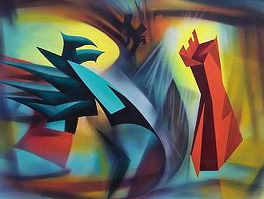 Painting: "Enigmatic Encounter 9501" by Edwin Fulwider