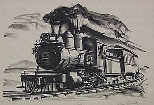 Print: "Tearing Locomotive" by Edwin Fulwider