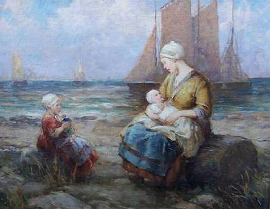 Painting: "Along the Seashore" by Frederick Grust