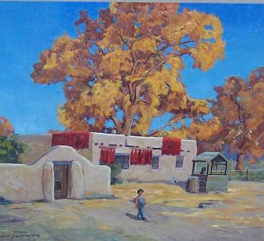 Painting: "Fall in New Mexico" by Carl Hoerman, circa 1945