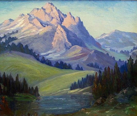 Painting: "Mammoth Lake in California High Sierras" by Arthur Whitebear Litts