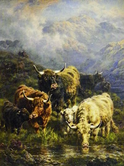 Painting: "By Highland Stream" &amp; "Evening - Loch Restil, Argyleshire" by William Watson Jnr.