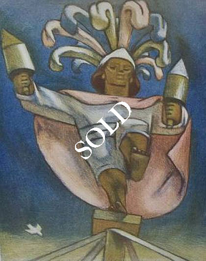 Print: "El Volador" by Jean Charlot, 1948