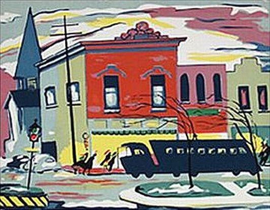 Print: "Evening Bus" by Kathryn Fulwider, circa 1949