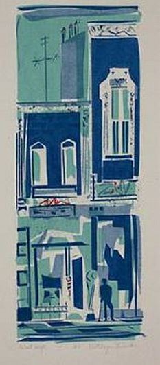 Print: "West High Street" by Kathryn Fulwider, circa 1945.