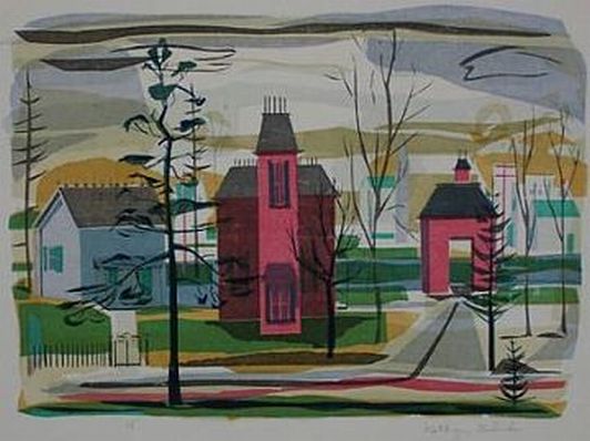 Print: "Red Brick House" by Kathryn Fulwider