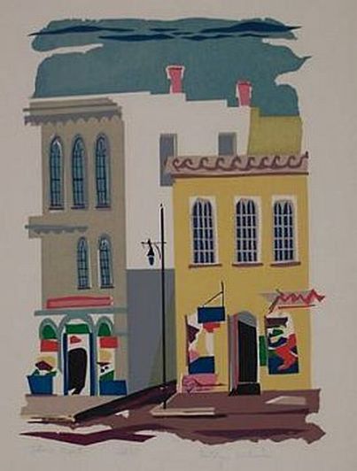 Print: "Store Fronts" by Kathryn Fulwider, circa 1949