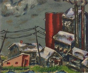 Print: "Refinery" by F. Wynn Graham, dated 1942