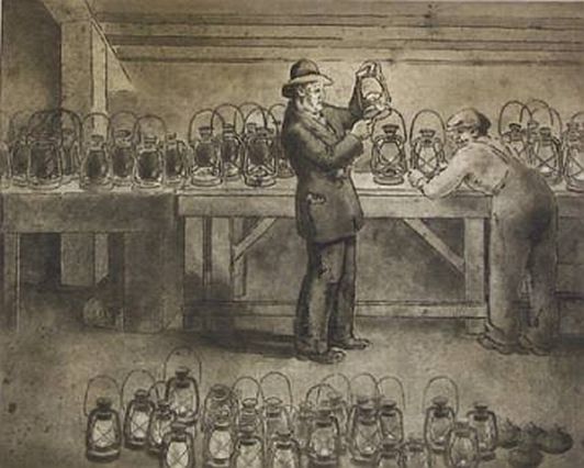 Print: "Red Lanterns" by Hubert Morley, circa 1935