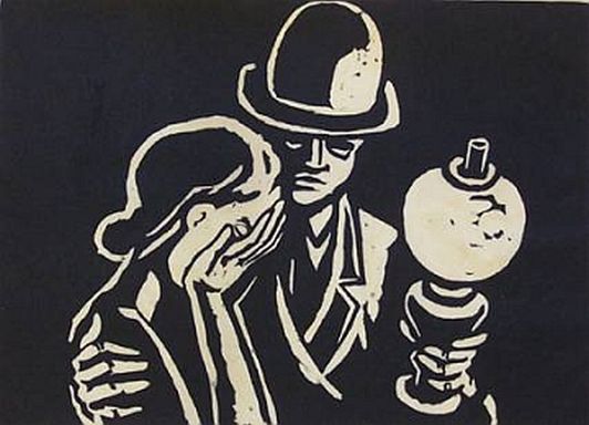 Print: "Grief Stricken" by Kurt L. Th. Scheele, dated 1933