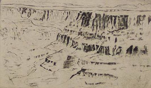 Print: "Grand Canyon at Desert View" by Chester Leich, circa 1940