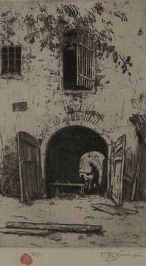 Print: "The BlackSmith" by Tavik F. Simon, circa 1930