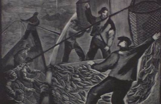 Print: "Mackerel Seining" by Bernard Brussel-Smith