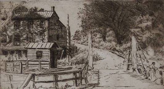 Print: "By the Canal" by Hutton Webster, Jr., dated 1931