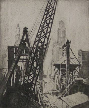 Print: "Building the City" by Hubert Morley, 1931