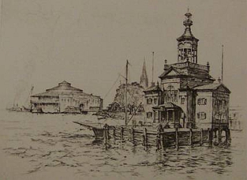 Print: "The Barge Office - 1850" by Anton Schutz, done in 1926