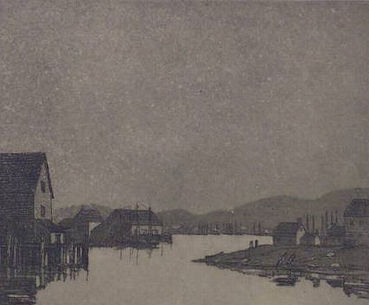 Print: "Fog over Gloucester" by Paul H. Smith
