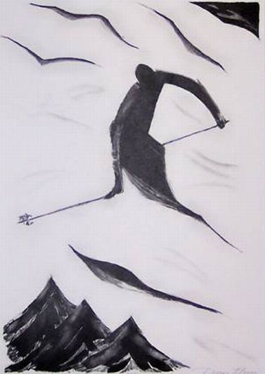 Print: "Ski Bird" by Doris Klein