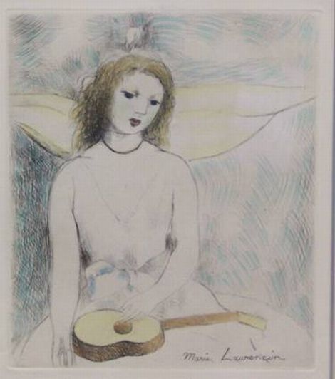 Print: "Jeune Fille A La Guitare" by Marie Laurencin