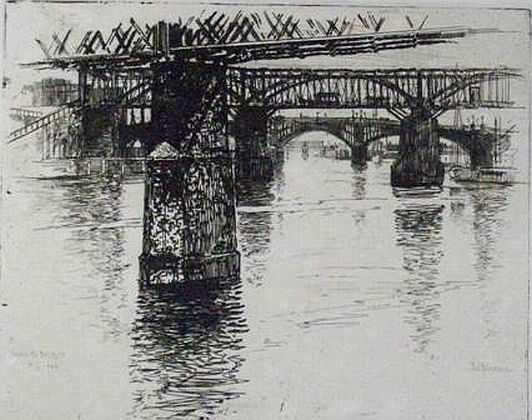 Featured Print: "Under the Bridges, on the Schuylkill" by Joseph Pennell