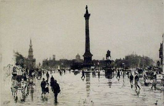 Featured Print: "Nelson Monument, Trafalgar Square, London" by Joseph Pennell