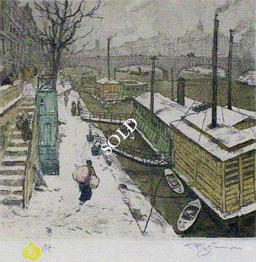 Tavik F. Simon Print: "La Seine Sous La Neige"