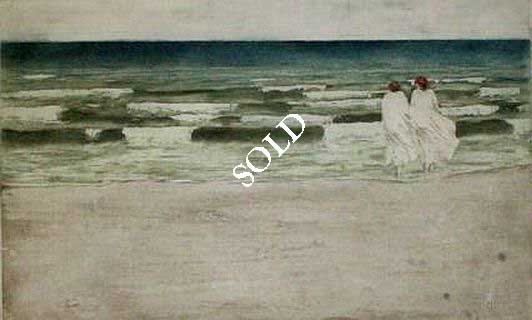 Tavik F. Simon Print: "Baigneuses Sur La Plage"