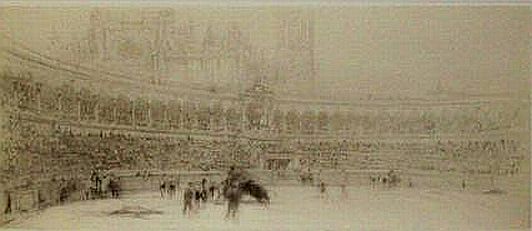 William Walcot Print: "Bull Fight, Seville"