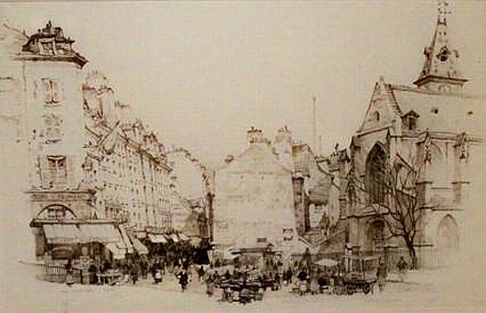 Samuel Chamberlain Print: "Rue Moufftard"