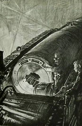 Sir David Muirhead Bone Print: "Night Work on Breech of a Great Gun"
