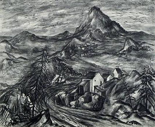 Bertha Mae Landers Print: "New Mexico Village"