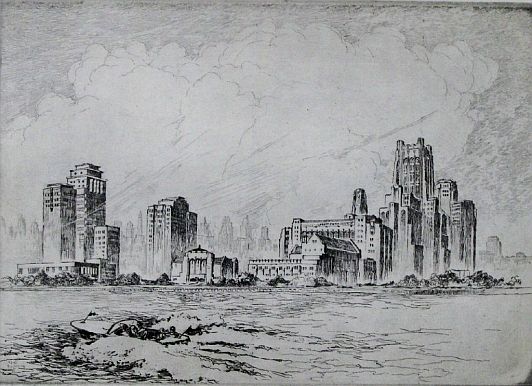 Print: "N.W. University of Chicago Campus" by Kent Hagerman