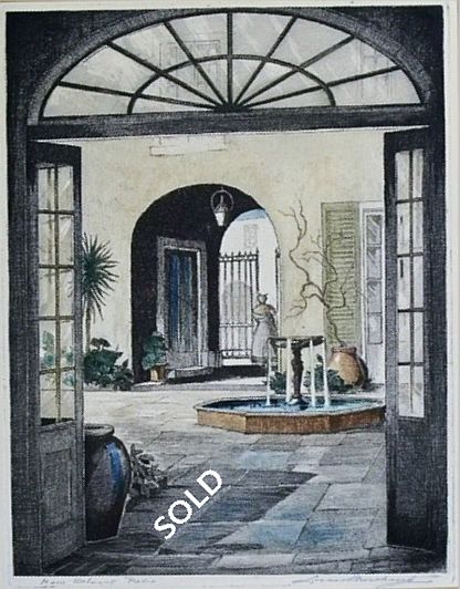 Print: "New Orleans Patio" by Leon Pescheret