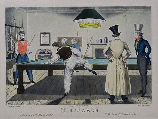 Print: "Billiards" by William Henry Pyne