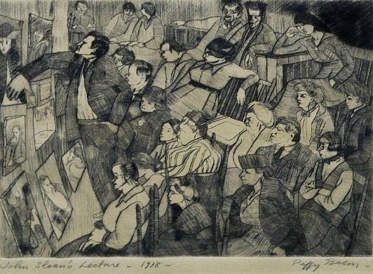 Print: "John Sloan's Lecture" by Peggy Bacon